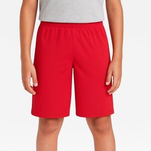 Academy Youth Red Active Shorts Drawstring Waist Polyester L (14/16)